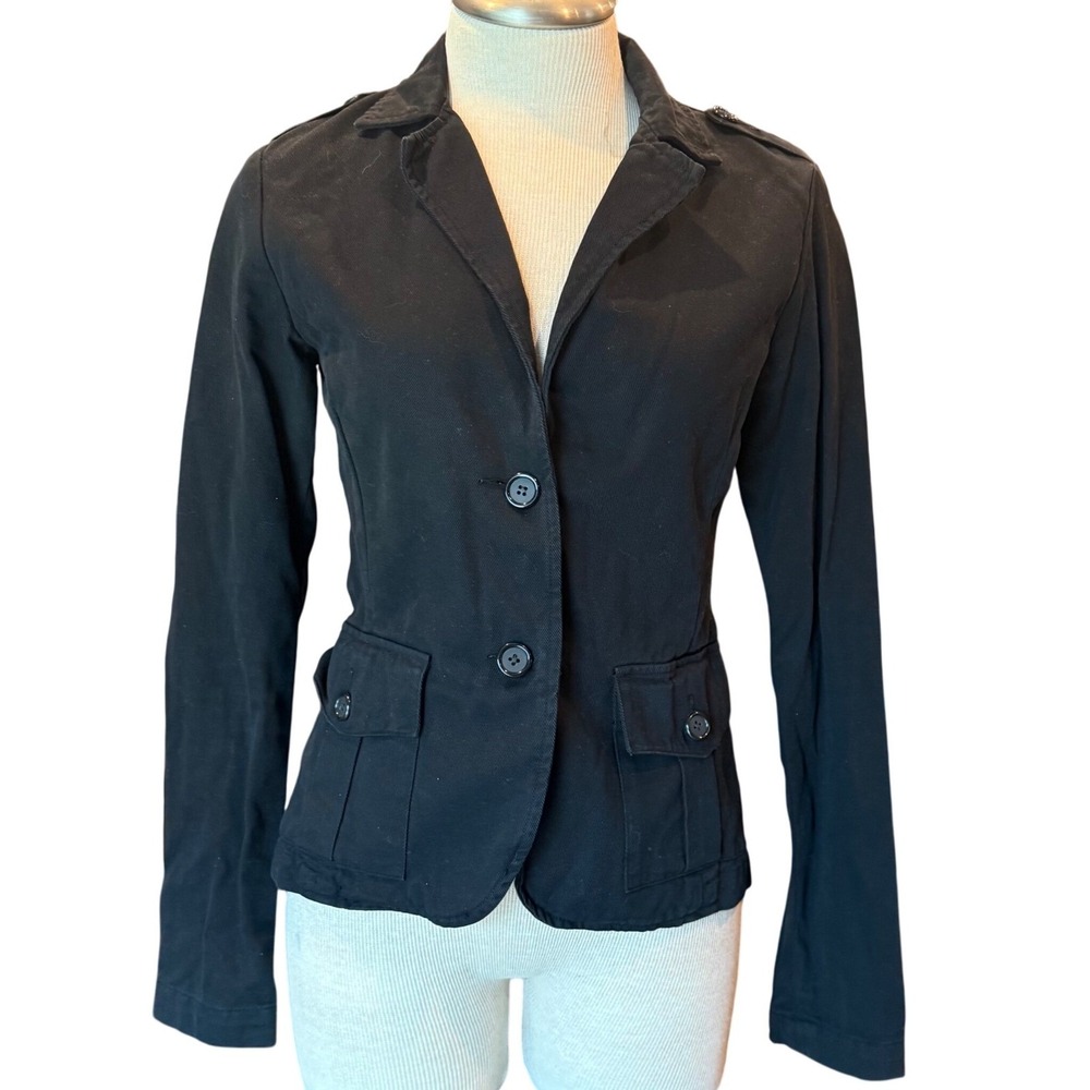 James Perse Black Cotton Blazer Jacket Size 2 (US‎ Medium) Minimalist Basic